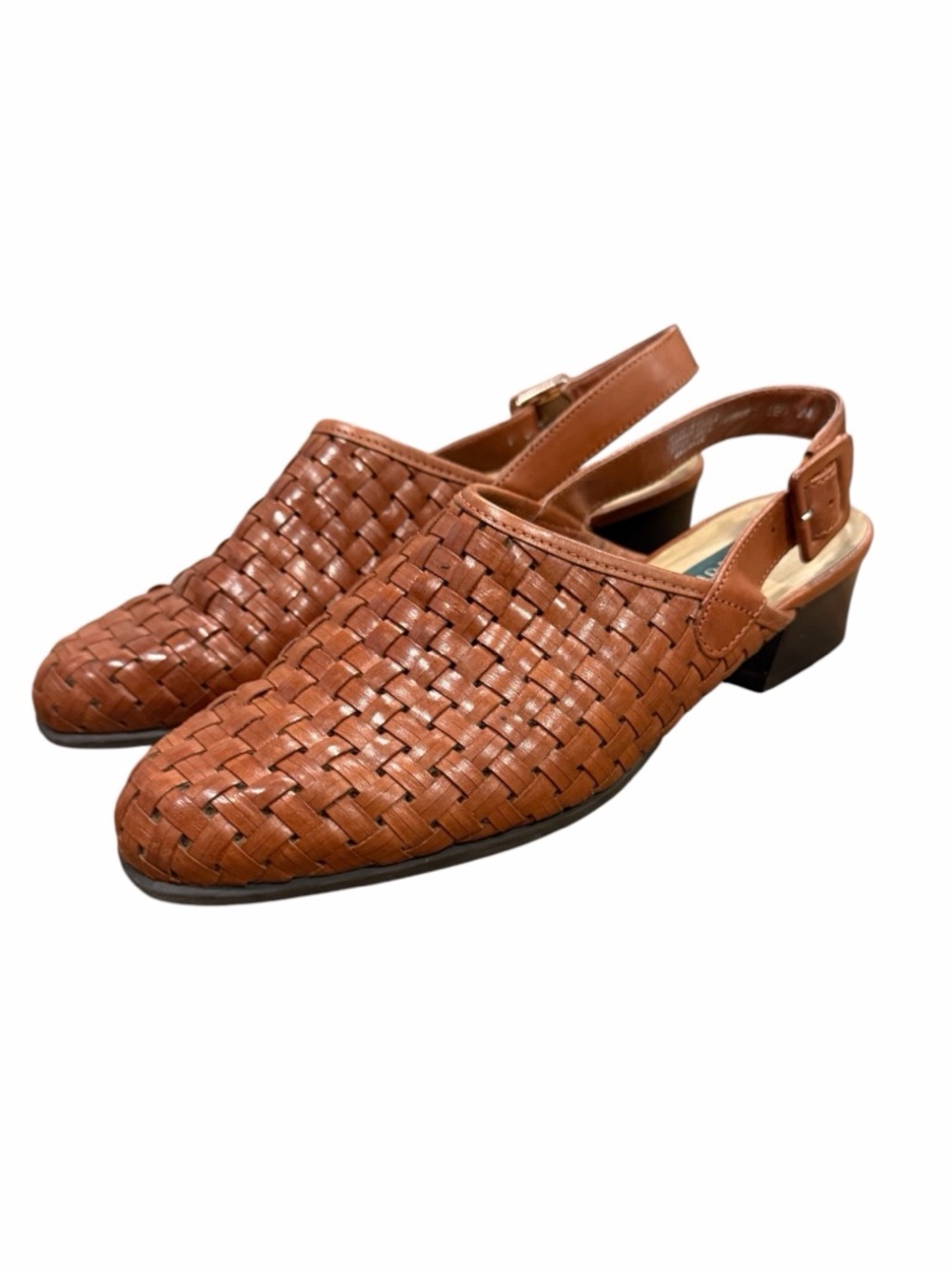 Naturalizer Woven Slingback Mules - Cognac Brown